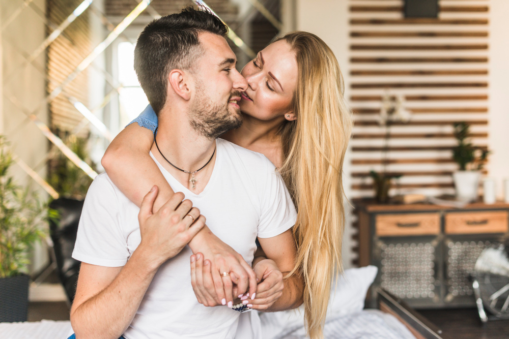 Affectionate couple at home